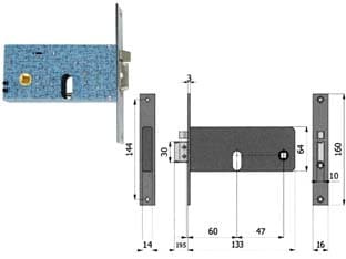 Elettroserratura Infilare per Fasce Catenaccio e Scrocco 64 mm H 388 60 mm - 2