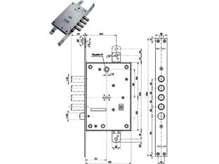 Serratura Triplice Infilare con Scrocco Doppia Mappa Blindate Cod 214513 - 2