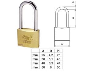 Lucchetto Ottone Arco Lungo Aditus City P700 30 mm (P70030467) 10 Pezzi - 2