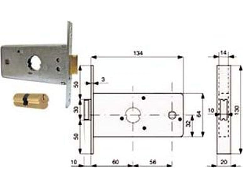 Serratura Infilare per Fasce Caten. 1 Mandata e Scr. 64 mm H 288602 2 Pezzi – Mg