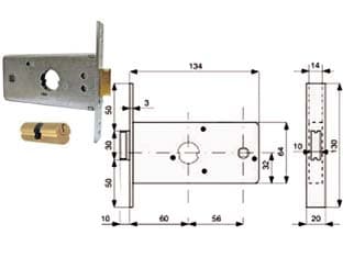 Serratura Infilare per Fasce Caten. 1 Mandata e Scr. 64 mm H 288602 2 Pezzi - 2