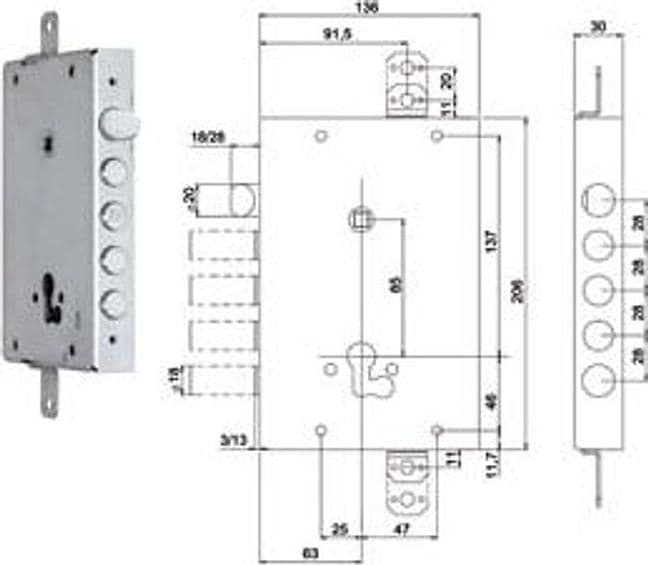 Serratura Tripl. Applicare C Catenaccio+scr. Cil.eur. Blindate 668GF 63 mm – Iseo Serrature