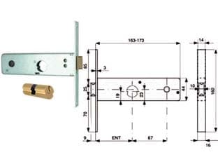 Serratura Infilare per Fasce Catenaccio 2 Mandate e Scr. 44 mm H Cod 295031 - 2