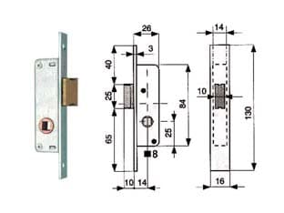 Serratura da Infilare per Montanti Solo Scrocco 901 14 mm (901,14.1) Mg - 2