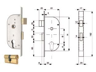 Serratura Infil. Cancelli 2 Mand. e Scr. Sep. + Quadro Cil. Sag 2 Pezzi - 2