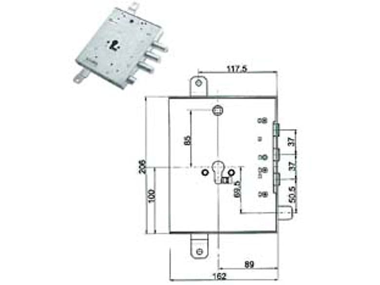Serratura Tripl. Applic. Scrocco Cil. Eu. Blindate Gardesa Cod 317122 - 2