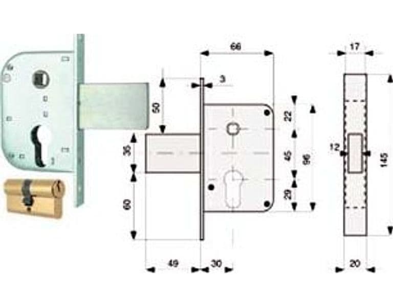 Serratura Infil. Canc. Solo Scr. C Disp. Blocc.+ Quadro Cil. Sag 2 Pezzi – Mg