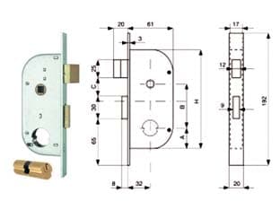 Serratura Infil. Cancelli 2 Mand. e Scr. Sep. + Quadro Cil. Tondo 2 Pezzi - 2