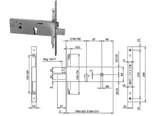 Serratura da Infilare Triplice con Cil. Europeo P Fasce 64 mm H 96312 100 - 2