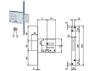 Serratura da Infilare Doppia Mappa 661 60 mm Ka (661604N.K) Iseo - 2