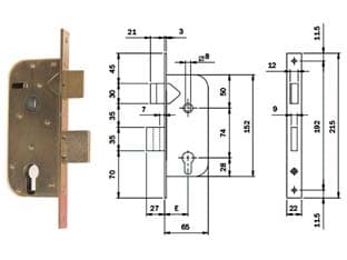Serrature Infilare per Cancelli Cat.+scr. Sep. Profilo Europ. 630 2 Pezzi - 2