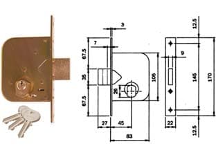 Serratura da Infilare per Cancelli Solo Catenaccio 601 45 mm 2 Pezzi - 2