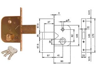 Serratura da Infilare per Cancelli con Quadro Caten. Prol. e Scr 2 Pezzi - 2