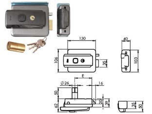 Elettroserratura per Cancelli con Tetto Foro Variabile Revers. 52N515 5080 - 2