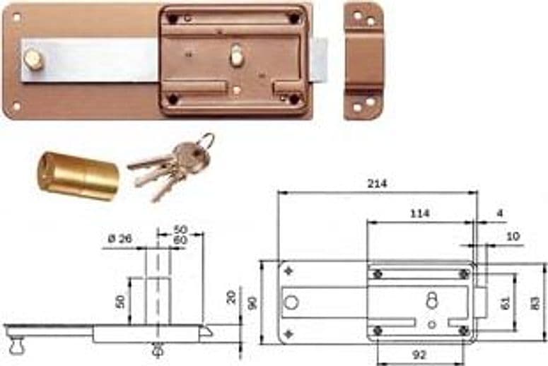 Ferroglietto P Ferro Catenaccio 5 Mandate Scrocco Cilindro Fisso Cod 171359 – Iseo Serrature