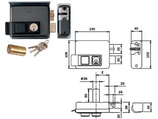 Elettroserratura per Cancelli con Tetto Foro Variabile 53N515 5080 mm Dx - 2