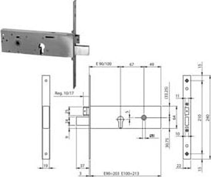 Serratura Infil. Fasce Cat.+ Scr. Profilo Europ. 64 mm H 96112 90 mm – Iseo Serrature