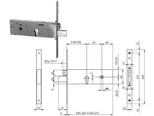 Serratura Infil. Fasce Cat.+ Scr. Profilo Europ. 64 mm H 96112 90 mm - 2