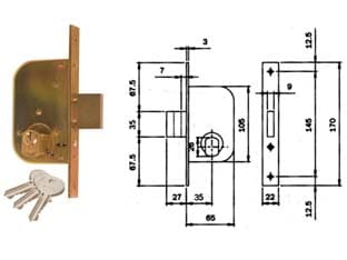 Serratura da Infilare per Cancelli Solo Catenaccio 605 35 mm 2 Pezzi - 2