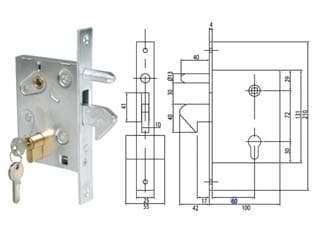Serratura Infilare per Cancello a Gancio Sporgente e Perno 447 60 mm (447) - 2