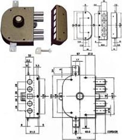 Serratura Triplice da Applicare con Pomolo e Scrocco a Pompa 3250P 60 mm Sx - 2