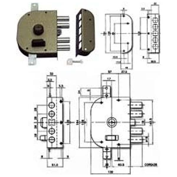 Serratura Triplice da Applicare con Scrocco a Pompa 3250 60 mm Sx (3250C - 2