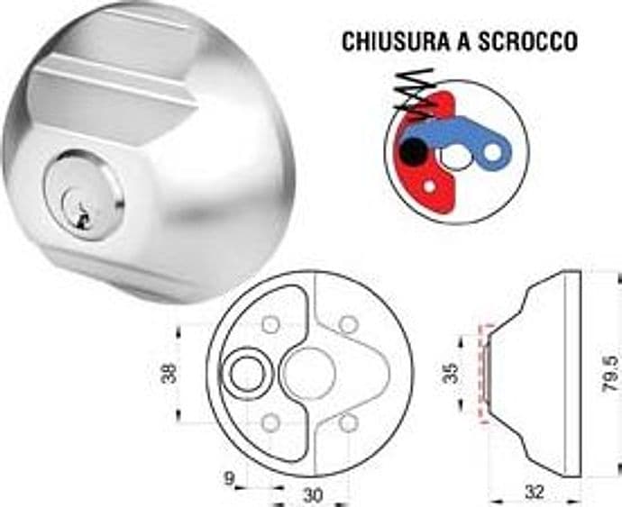 Serratura di Sicurezza per Furgoni Ka PZ.2 RIF70 Ø 79,5 mm MMX32H. 1 – Disec