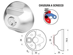 Serratura di Sicurezza per Furgoni Ka PZ.2 RIF70 Ø 79,5 mm MMX32H. 1 - 2