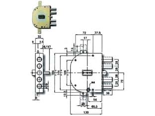 Serratura Triplice Applicare con Scrocco Doppia Mappa Blindate Cod 214278 - 2