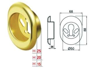 Bocchetta Antistrappo KT52 Ottonato Lucido 68 MMX88X20H Ø 50 mm (KT5239) - 2
