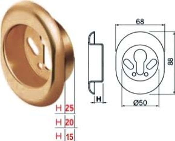 Bocchetta Antistrappo KT52 Bronzato 68 MMX88X25H Ø 50 mm (KT5240) Disec - 2