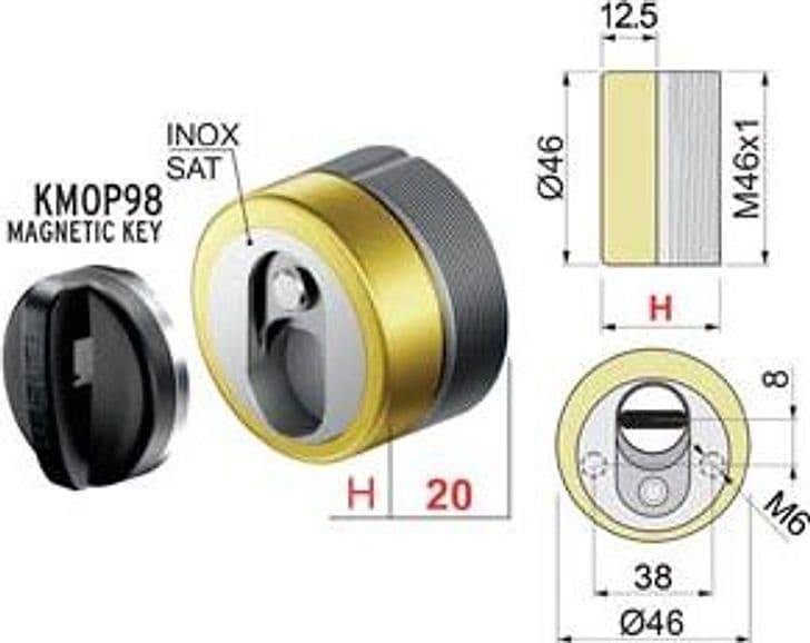 Defender Magnetico Mag Monolito Antiacido MR460 Ottonato Lucido Ø 46 mm – Disec