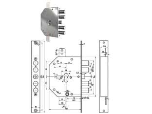 Serratura Triplice Applicare C Scrocco Cil. Europ. Blind Cod 384100 - 2
