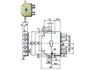 Serratura Triplice da Applicare con Scrocco Cil. Eu. Blindate Cod 214308 - 2
