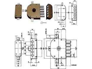 Serratura Quintuplice da Applicare Senza Scrocco a Pompa 3300 60 mm Dx - 2