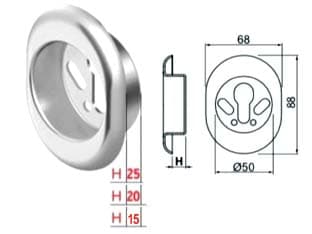 Bocchetta Antistrappo KT52 Cromo Satinato 68 MMX88X25H Ø 50 mm (KT5238) - 2