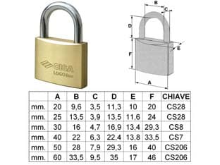 Lucchetto Logo Ottone Arco Normale 21010 40 mm (ART.21010400) Cisa 12 Pezzi - 2