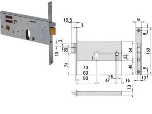 Elettroserratura da Infilare per Fasce 64 mm H 1451 70 mm (14510700) - 2