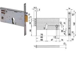 Elettroserratura da Infilare per Fasce 77 mm H 1435 80 mm (14350800) - 2