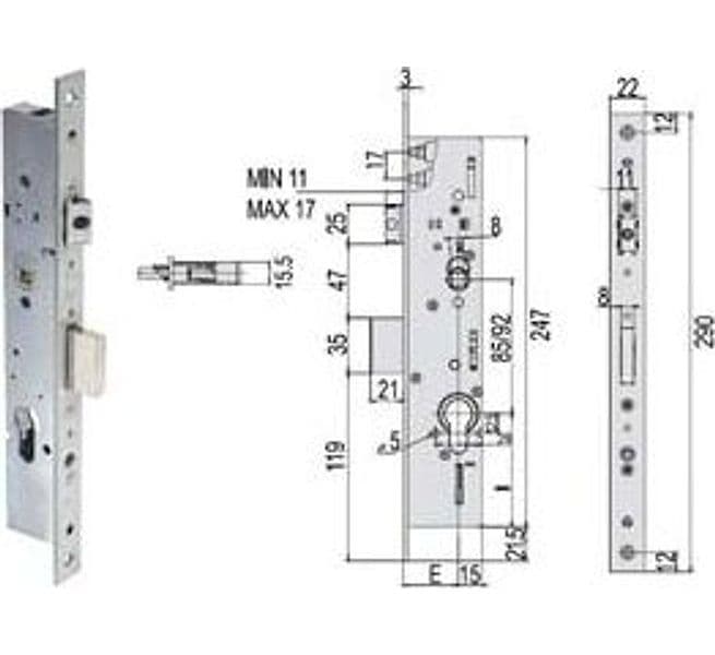 Serratura Triplice Infilare Montanti con Quadro e Scr. Multitop 49225 25 mm – Cisa