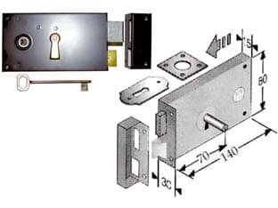 Serratura da Applicare per Cantine 187 Entrata 70 mm Lunghezza Cod 64224 - 2
