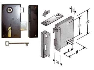 Serratura da Applicare per Cantine 185 Entrata 45 mm Lunghezza Cod 413640 - 2