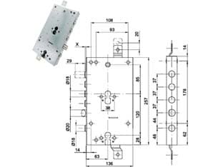 Serratura Triplice Applicare Scrocco Doppio Cil.eu. Blindate 50237 63 Mm - 2