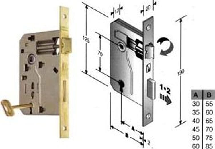 Serratura a Bussola Ridotta da Infilare Bordo Quadro Ottonato 45 mm Bordo – Bonaiti
