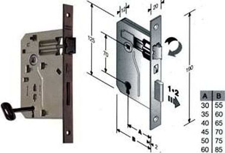 Serratura a Bussola Ridotta da Infilare Bordo Quadro Bronzato 60 mm Bordo – Bonaiti