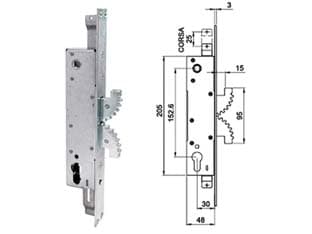 Serratura Inf. Tripl. Burkerlocks Montanti Doppio Gancio C Quad. 4001 30 mm - 2
