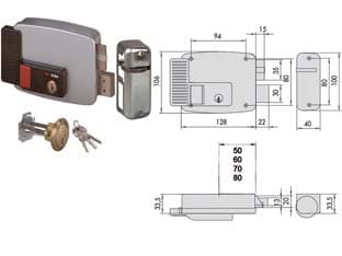 Elettroserratura per Porte Legno con Pulsante Interno 2 Mandate Cod 244480 - 2