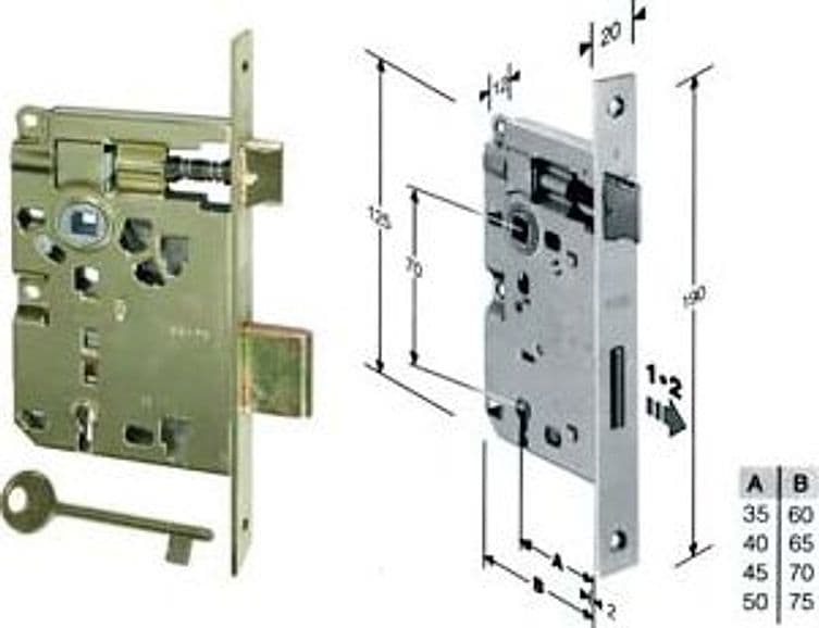 Serratura a Bussola Ridotta da Infilare Bordo Quadro Ottonato 45 mm 2 Pezzi – Agb