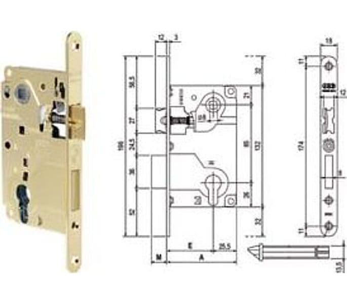 Serratura Centro con Foro Cilndro Bordo Tondo Ottonato 50 mm Bordo Acciaio – Agb
