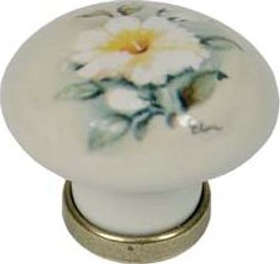 Pomoli Tondi in Porcellana MOD.P04,01 Avorio Decoro Giglio Ø 31 mm 5 Pezzi – Metalstyle